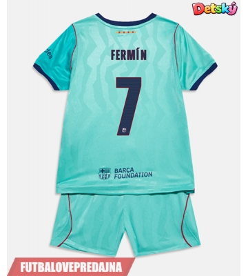 Lacne Dětský Futbalové dres Barcelona Fermin Lopez #7 2026-27 Krátky Rukáv - Tretina (+ trenírky)